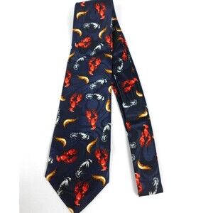 Fratello Handmade Shellfish Men's Necktie Tie Lobster Crab Shrimp Seafood Blue